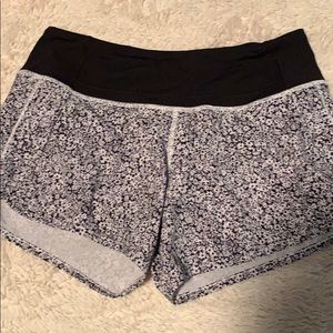 Black and white floral pattern lululemon shorts